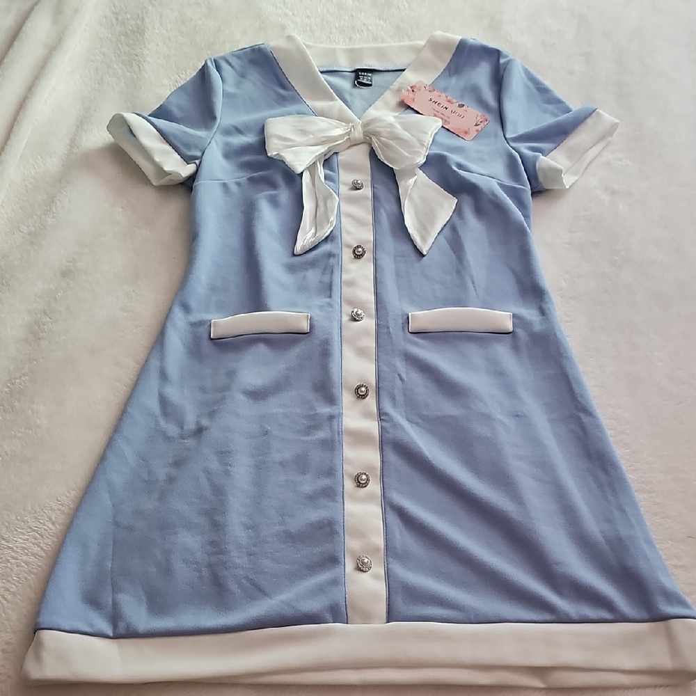 Light Blue Dress with White Bow